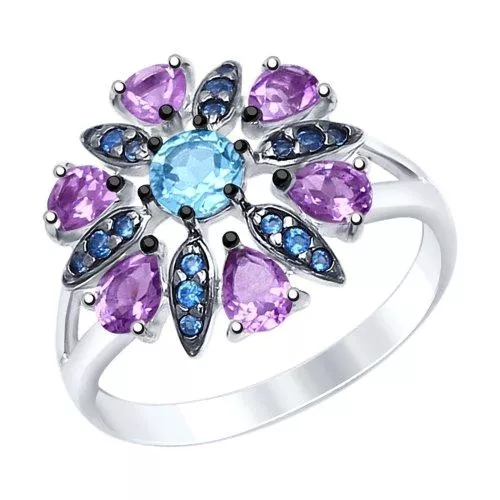 Кольцо из серебра с миксом камней