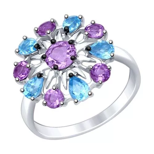 Кольцо из серебра с полудрагоценными вставками