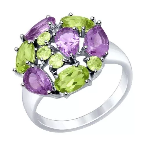 Кольцо из серебра с полудрагоценными вставками