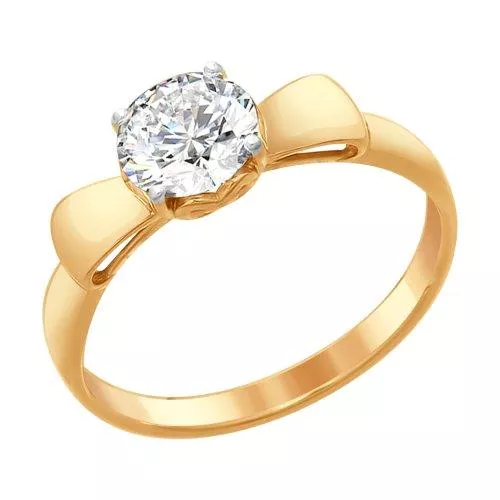 Кольцо из золочёного серебра со Swarovski Zirconia