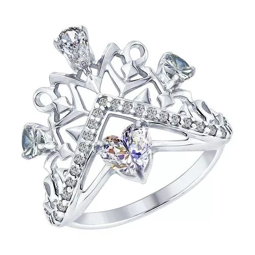 Кольцо «Снежинка» из серебра