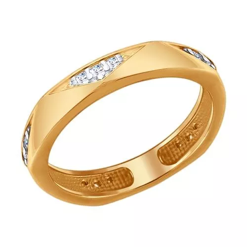 Кольцо из золочёного серебра с фианитами