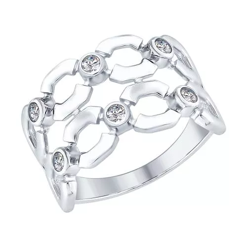 Кольцо из серебра с фианитами