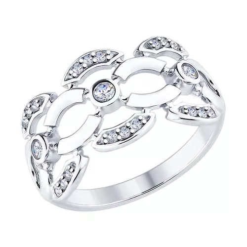 Кольцо из серебра с фианитами