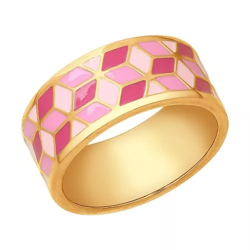 Кольцо из золочёного серебра с эмалью