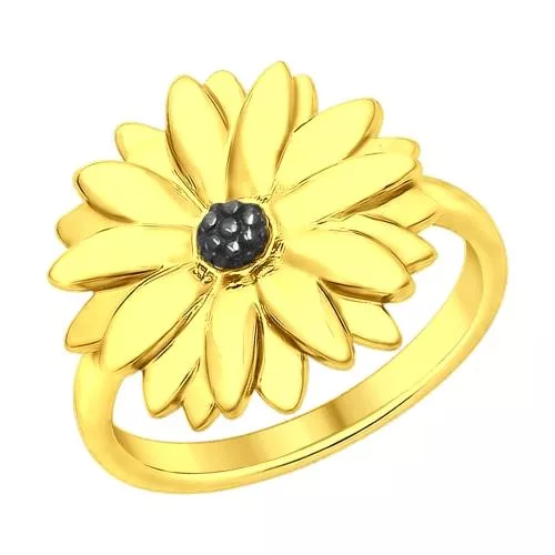 Кольцо «Ромашка» из золочёного серебра