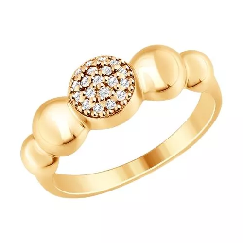 Кольцо из золочёного серебра с фианитами