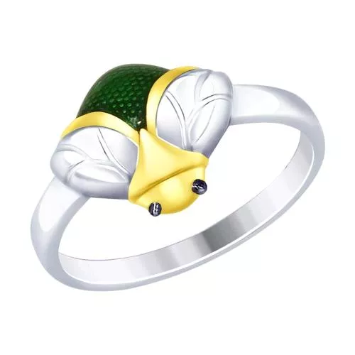 Кольцо из золочёного серебра с эмалью