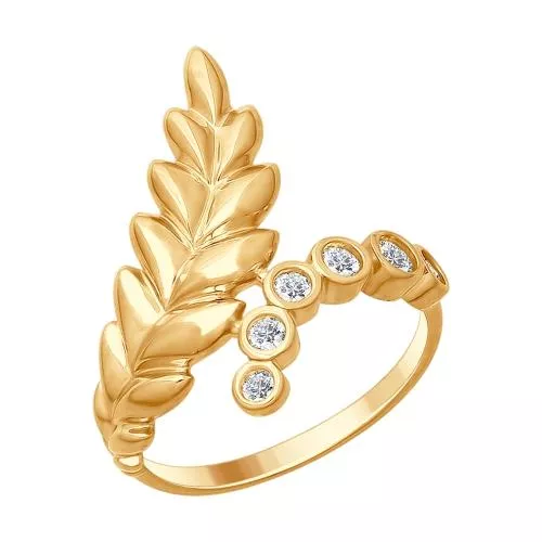 Кольцо из золочёного серебра с фианитами