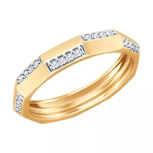 Кольцо из золочёного серебра с фианитами