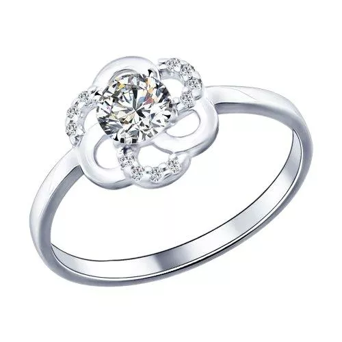 Кольцо из серебра с фианитами