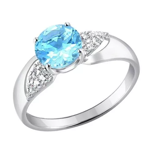 Кольцо из серебра с топазом и фианитами