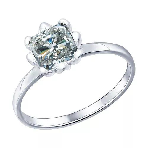 Помолвочное кольцо из серебра с фианитом