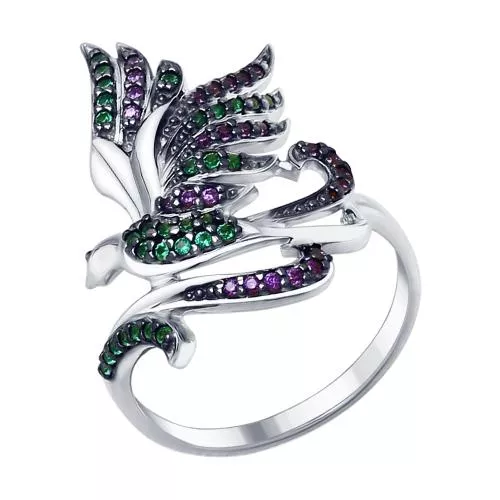 Кольцо из серебра с фианитами