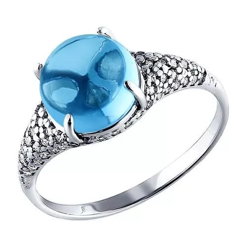 Кольцо из серебра с топазом и фианитами