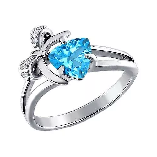 Кольцо из серебра с топазом и фианитами