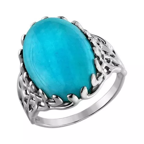 Кольцо из серебра с зелёной бирюзой