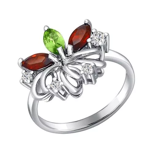 Кольцо из серебра с миксом камней