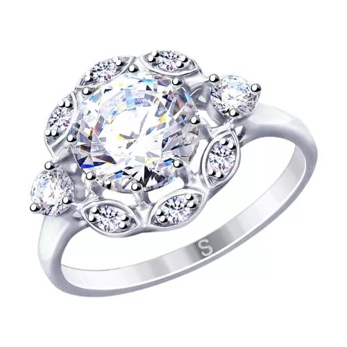 Кольцо из серебра с фианитами