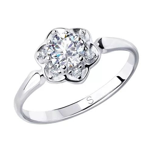 Кольцо из серебра с фианитами