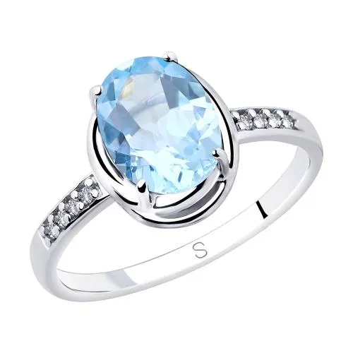 Кольцо из серебра с топазом и фианитами