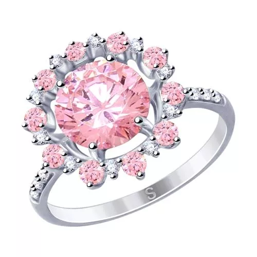 Кольцо из серебра с фианитами