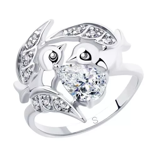 Кольцо из серебра с фианитами