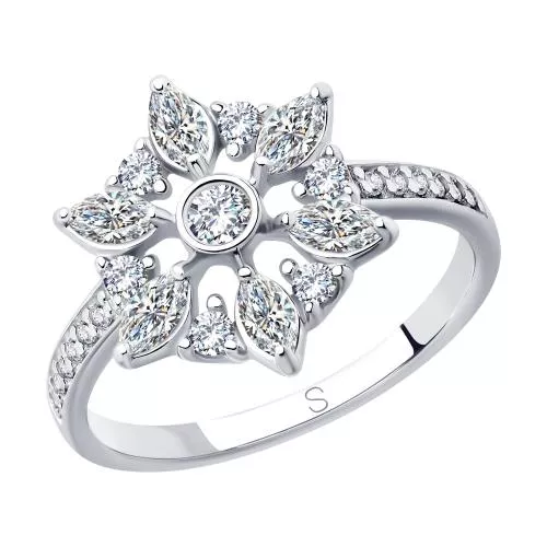 Кольцо из серебра с фианитами