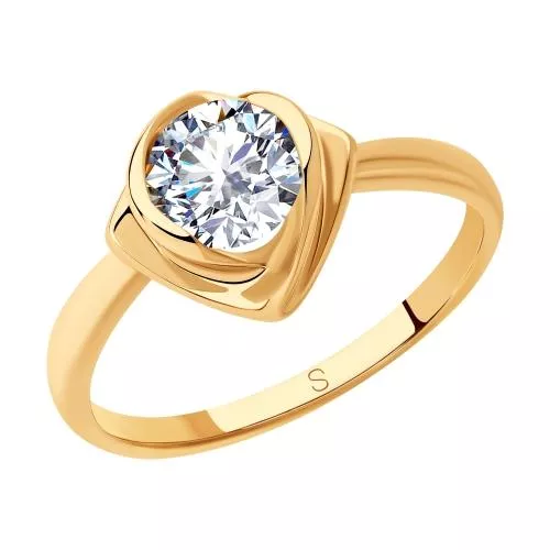 Кольцо из золочёного серебра с фианитом