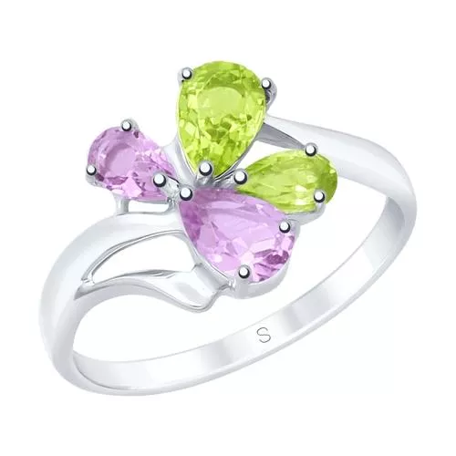 Кольцо из серебра с полудрагоценными вставками