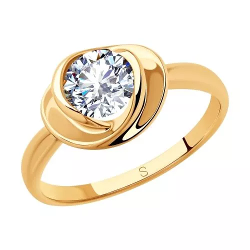 Кольцо из золочёного серебра с фианитом