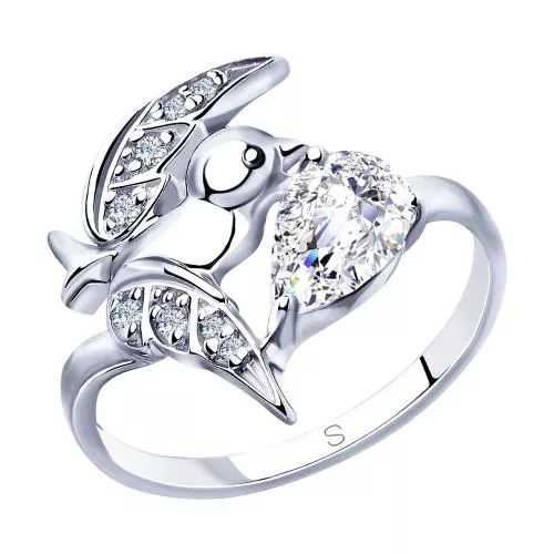 Кольцо из серебра с фианитами