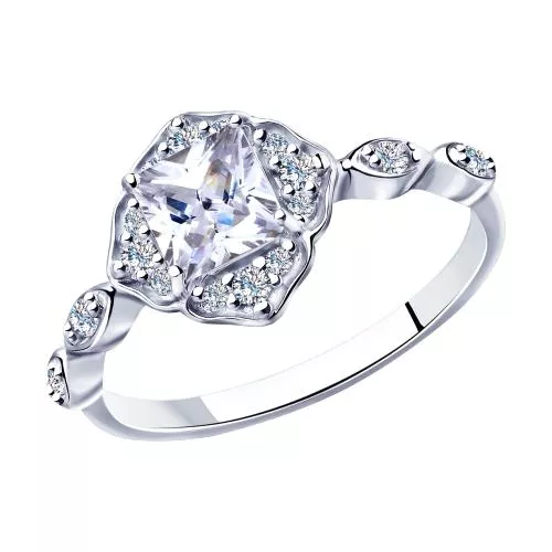 Кольцо из серебра с фианитами