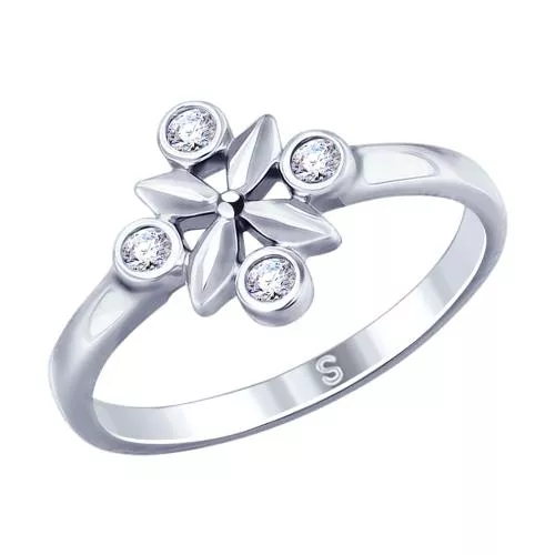 Кольцо из серебра с фианитами