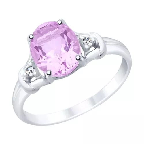 Кольцо из серебра с аметистом и фианитами