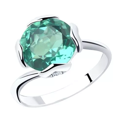 Кольцо из серебра с кварцем и фианитами