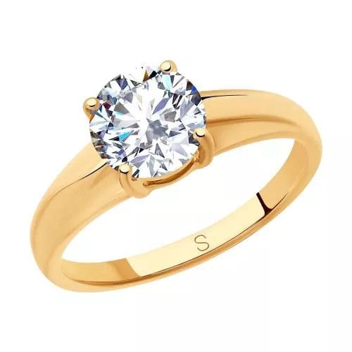 Кольцо из золочёного серебра с фианитом