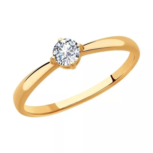 Кольцо из золочёного серебра с фианитом