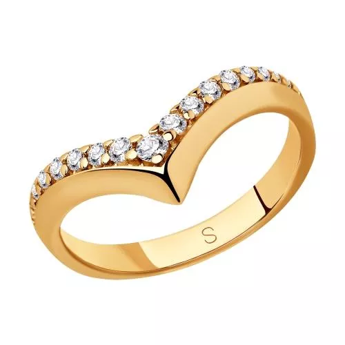 Кольцо из золочёного серебра с фианитами