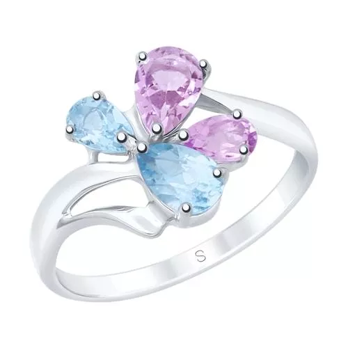 Кольцо из серебра с полудрагоценными вставками