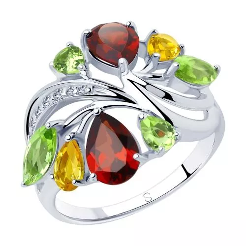 Кольцо из серебра с миксом камней