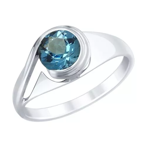 Кольцо из серебра с синим топазом