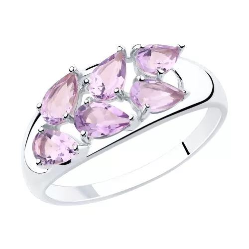 Кольцо из серебра с аметистами