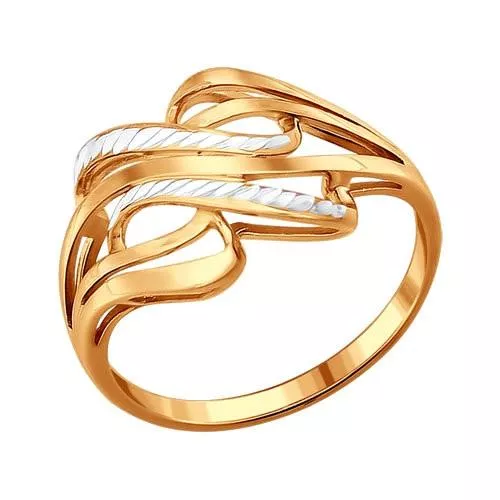 Кольцо из золочёного серебра с алмазной гранью