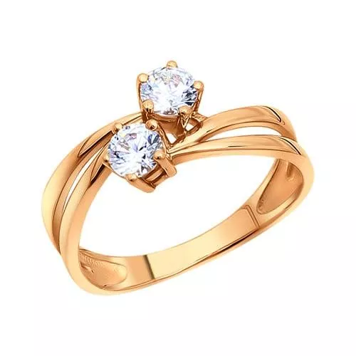 Кольцо из золочёного серебра с фианитами