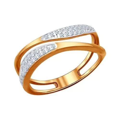 Кольцо из золочёного серебра с фианитами