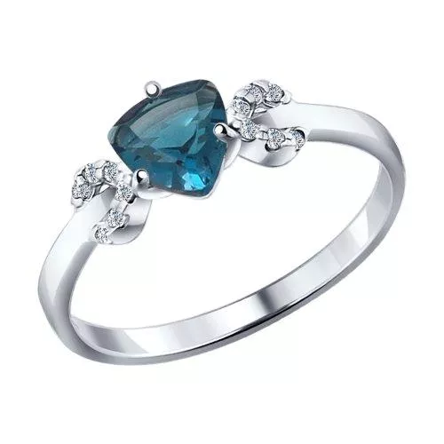 Кольцо из серебра с топазом и фианитами