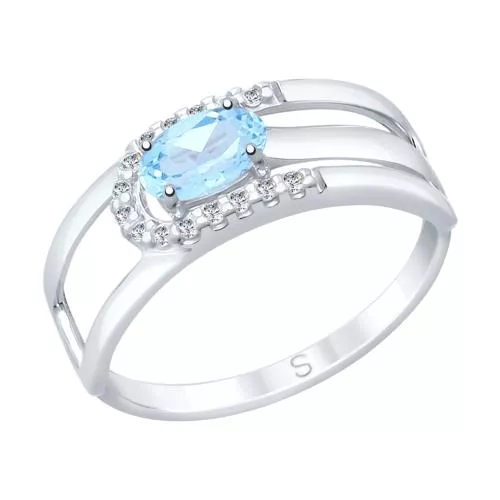 Кольцо из серебра с топазом и фианитами