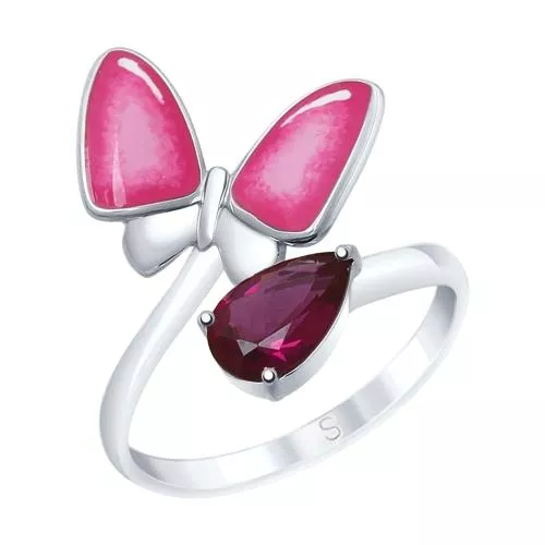 Кольцо из серебра с эмалью «Бабочка»