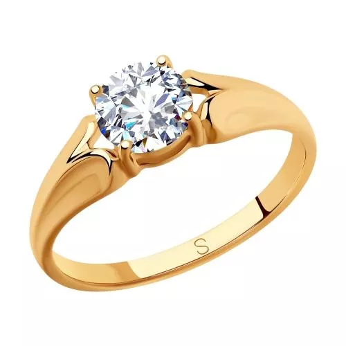 Кольцо из золочёного серебра с фианитом